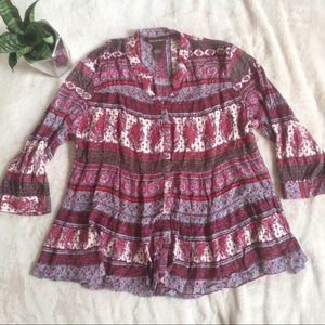 Bit & Bridle babydoll paisley button down